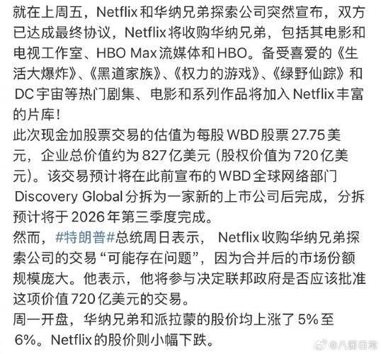 Netflix以全现金报价竞购华纳兄弟 意在阻击派拉蒙